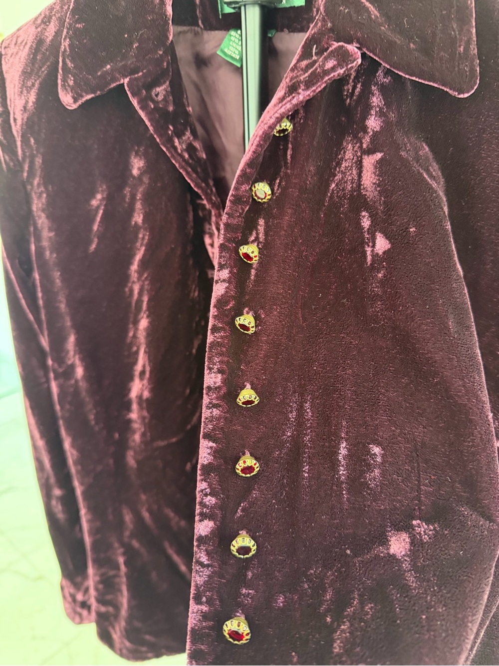 Ralph Lauren Velvet Button-Down Shirt in Deep Plum - Picture 3 of 11